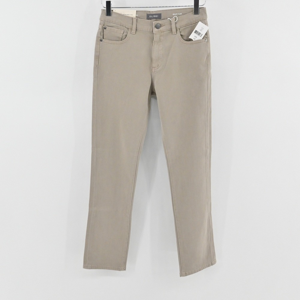 DL1961 Brady Slim Twill Pants Womens Sz 14 Beige Preppy Cotton Stretch Trousers